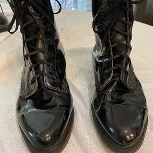 Vintage Original Doc Martens Black Patent Leather Pointed  Toe Boots WOMENS 8.5